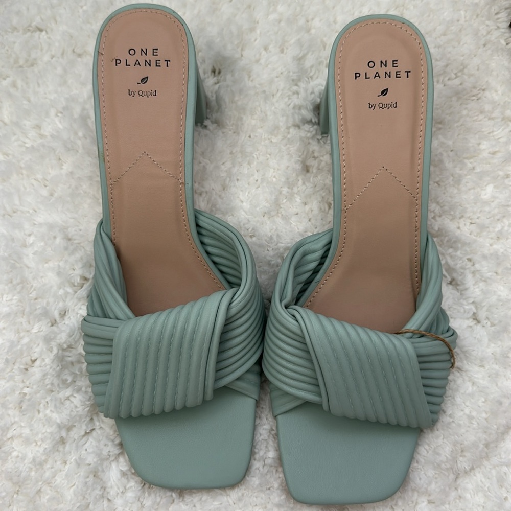 ONE PLANET BY QUPID KERSTIN-22S MENTHOL RECYCLED PU Heels